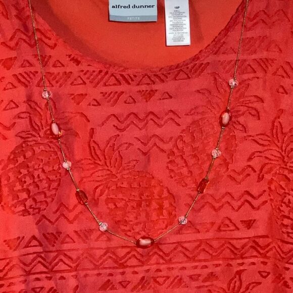 Alfred Dunner Top Women 18P Petite Coral Burnout Over Tank With Attached Chain - Picture 6 of 12